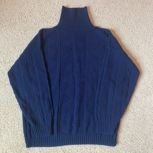 Kenneth too! Indigo Cable Knit Turtle Neck Sweater